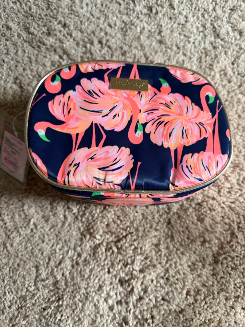 NWT Lilly Pulitzer Flamingo Printed Cosmetic Bag in Gimme some leg